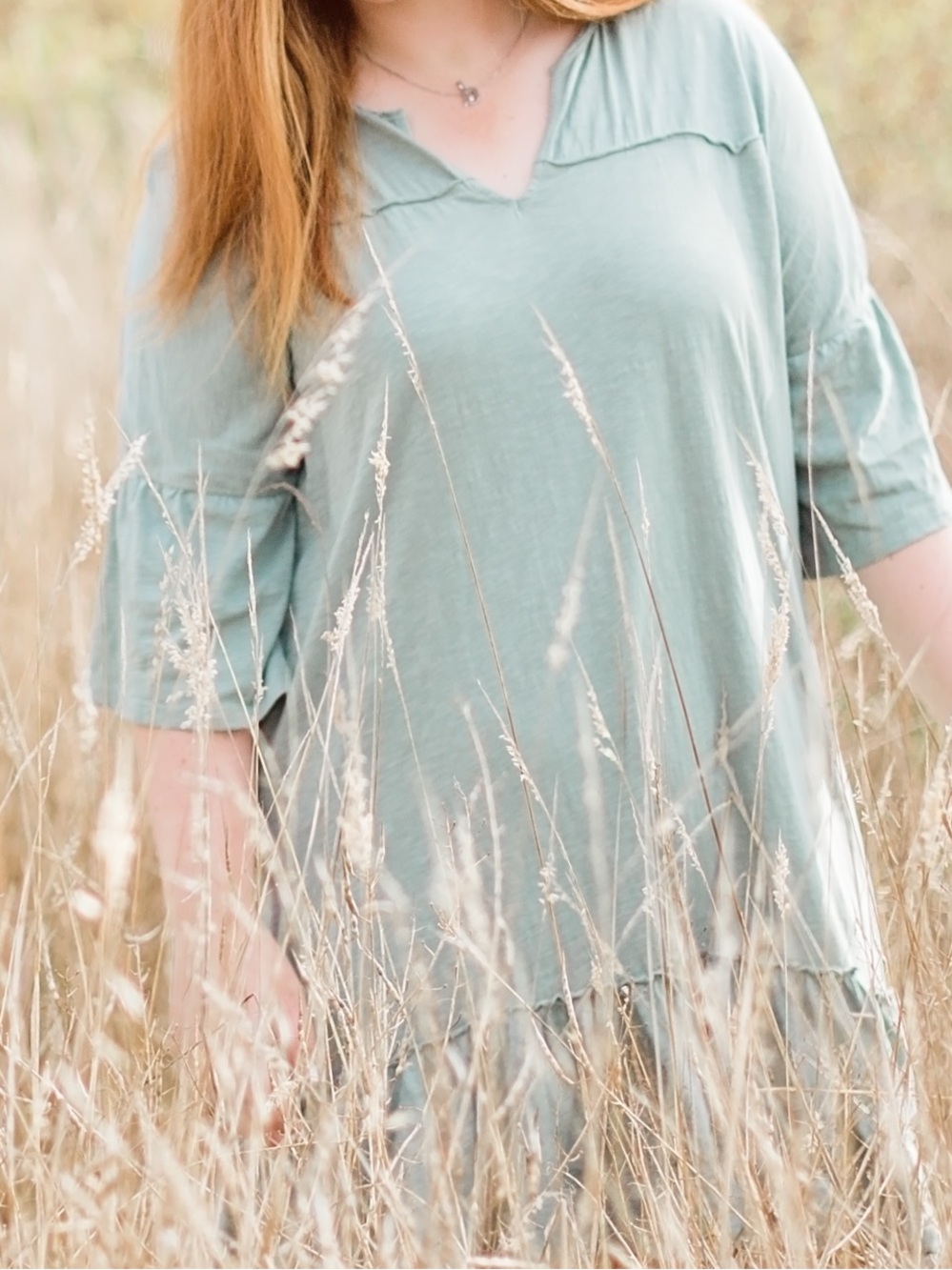 Caslon Sage Green Ruffle-Hem Tunic Dress - Picture 4 of 4